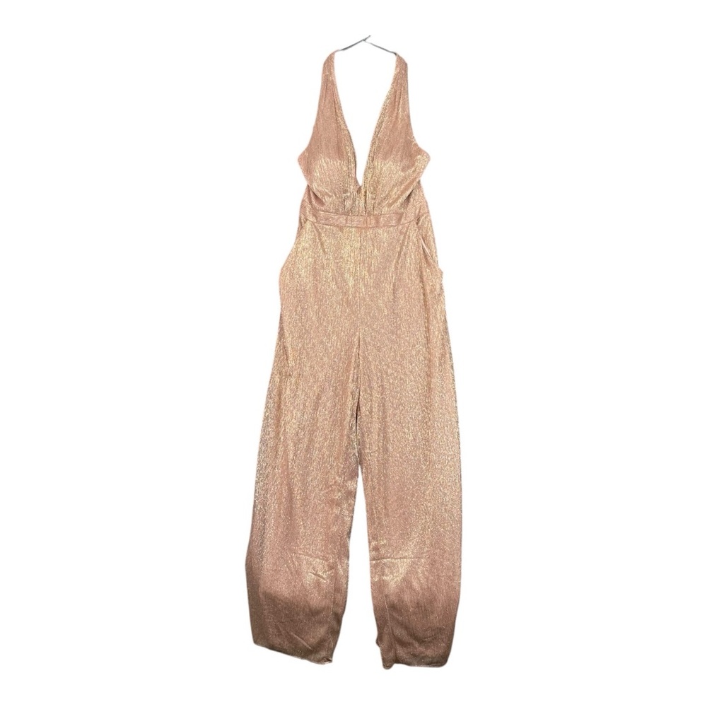 BHLDN NWT Anthropologie 16 Metallic Jelena Jumpsuit Halter Party Formal Wedding
